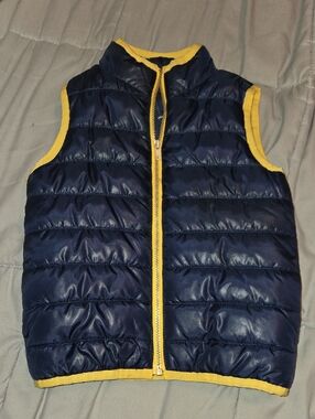 Gymboree Navy Blue Puffer Vest with Yellow Trim